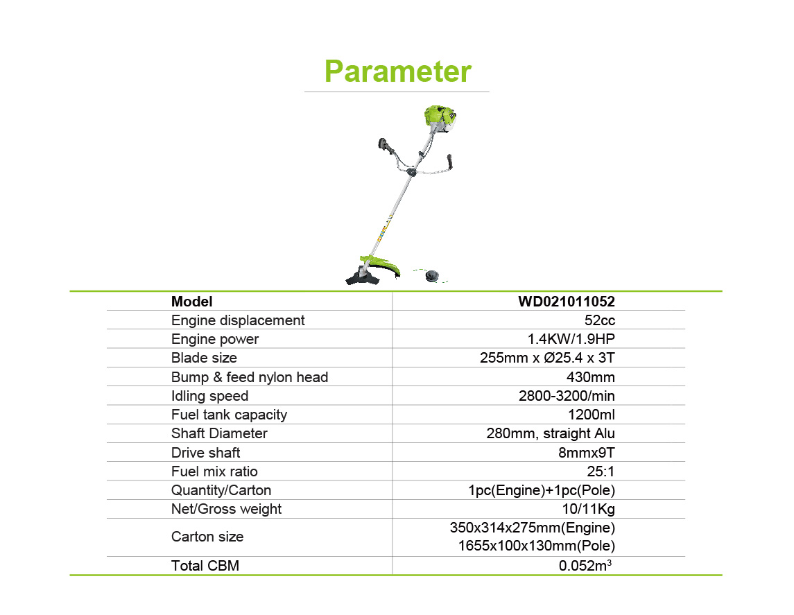 Parameter Gasoline Brush Cutter